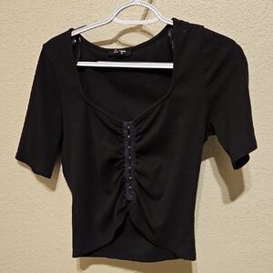 Elegant Black Button-Front Women's Blouse